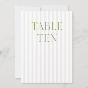 Classic Sage Green & Beige Wedding 10 Table Number