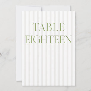 Classic Sage Green & Beige Wedding 18 Table Number
