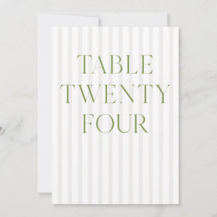 Classic Sage Green & Beige Wedding 24 Table Number