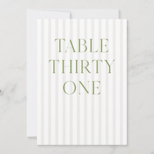 Classic Sage Green & Beige Wedding 31 Table Number