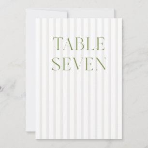 Classic Sage Green & Beige Wedding 7 Table Number