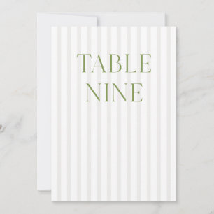 Classic Sage Green & Beige Wedding 9 Table Number