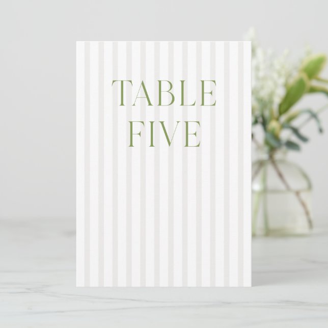 Classic Sage Green & Beige Wedding Table Number (Standing Front)