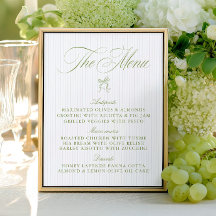 Classic Sage Green & Blue Striped Wedding Menu