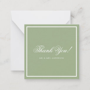 Classic Sage Green Border Script Wedding Thank You Note Card