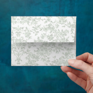 Classic Sage Green Botanical Toile Envelope