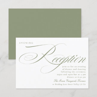 Classic Sage Green Calligraphy Wedding Reception Invitation