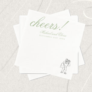 Classic Sage Green Cheers Elegant Wedding Napkins
