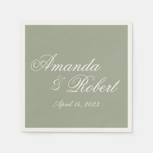 Classic Sage Green Custom Wedding Paper Napkin