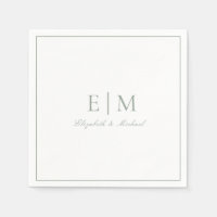 Classic Sage Green Elegant Script Monogram Wedding