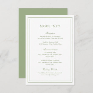 Classic Sage Green Elegant Wedding Enclosure Card