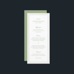 Classic Sage Green Elegant Wedding Menu<br><div class="desc">Classic style sage green wedding menu featuring a simple and minimal design with your monogram, names and wedding date at the top along with your menu surrounded by a double border. The fonts alternate between and elegant script, a traditional serif and minimalist sans serif fonts. This menu is great for...</div>