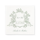 Classic Sage Green Floral Crest Monograms Wedding