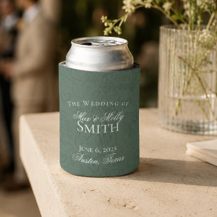 Classic Sage Green Hand Drawn Sketch Wedding Favor Can Cooler