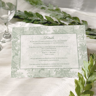 Classic Sage Green Landscape Toile Wedding Enclosure Card