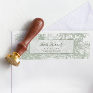 Classic Sage Green Landscape Toile Wedding Label