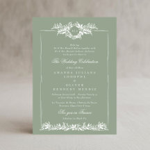 classic sage green leafy wreath etch frame wedding