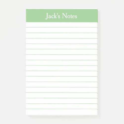 Classic Sage Green Lined Personalized Post_it Notes