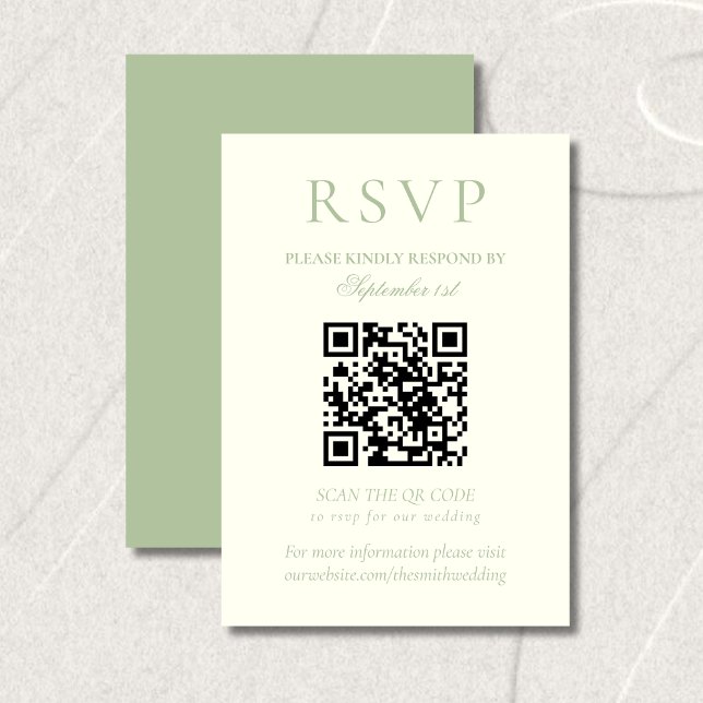 Classic Sage Green Minimalist Wedding QR Code RSVP Card (Classic Sage Green Minimalist Wedding QR Code RSVP Card
)