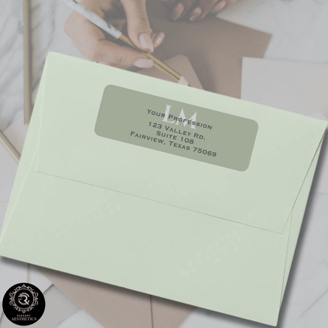 Classic Sage Green Monogram Branding Address  Label (Classic Sage Green Monogram Branding Address Label)