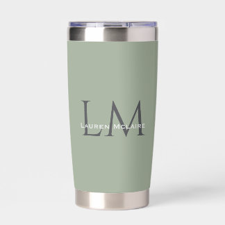 Classic Sage Green Monogram Branding Style Insulated Tumbler