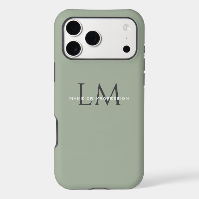 Classic Sage Green Monogram Business Style Case-Mate iPhone Case (Back)
