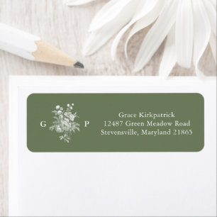 Classic Sage Green Monogram Return Address Label