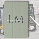 Classic Sage Green Monogram Tech Style iPad Cover<br><div class="desc">A refined classic sage green monogram design created for those who appreciate understated luxury and timeless style. This elegant minimalist aesthetic adds a polished look to your everyday tech while allowing personalized initials for a sophisticated custom touch. Perfect for professionals, creatives, and small business owners who value thoughtful design and...</div>