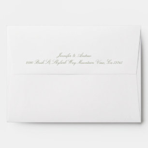 classic Sage Green on white calligraphy wedding Envelope