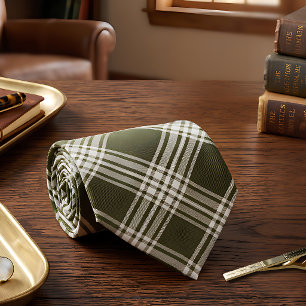 Classic Sage Green Plaid Neck Tie