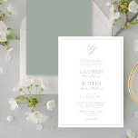 Classic Sage Green Script Monogram Wedding Invitation<br><div class="desc">Introducing the perfect wedding invitation for the modern bride — the Classic Sage Green Calligraphy Script Monogram Wedding Invitation! This classically elegant invitation is sure to wow your guests with its luxurious sage green and white palette, perfect for any formal affair. The calligraphy script on the front adds a beautiful...</div>