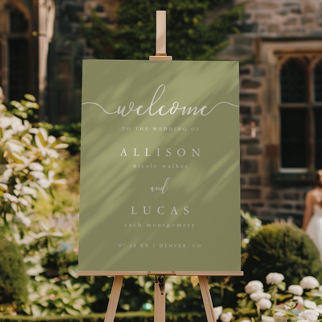 Classic Sage Green Script Wedding Welcome Foam Board (Creator Uploaded)