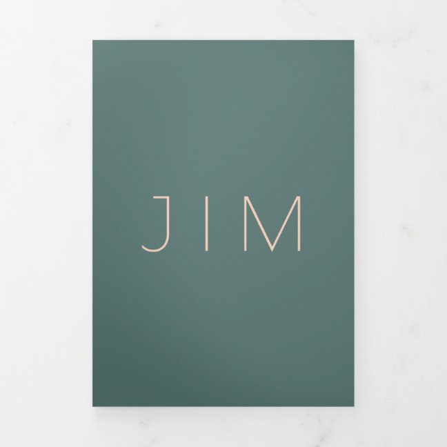Classic Sage Green Simple Formal minimal Wedding Tri-Fold Card