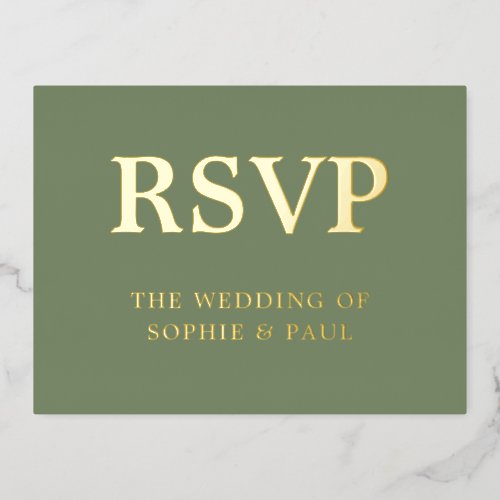 Classic Sage Green Song Choice Foil RSVP Card