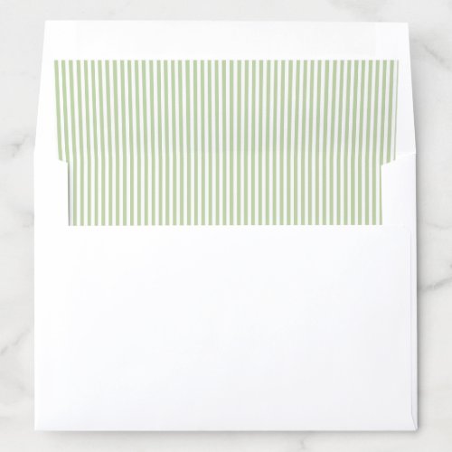 Classic Sage Green Striped Wedding Envelope Liner