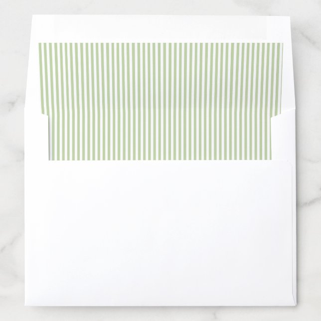 Classic Sage Green Striped Wedding Envelope Liner (In Envelope)