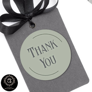 Classic Sage Green Thank You Business Branding Round Sticker