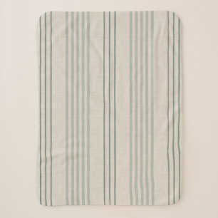 Classic Sage Green Ticking Stripe Pattern Sherpa Blanket