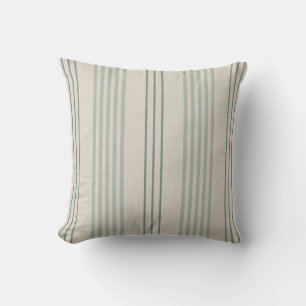 Classic Sage Green Ticking Stripe Pattern Throw Pillow
