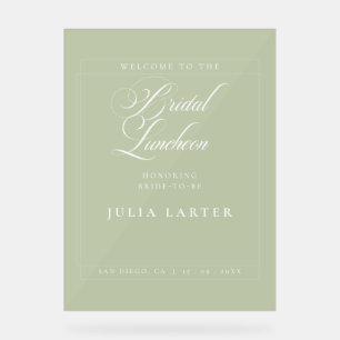 Classic Sage Green Wedding Bridal Luncheon Acrylic Sign