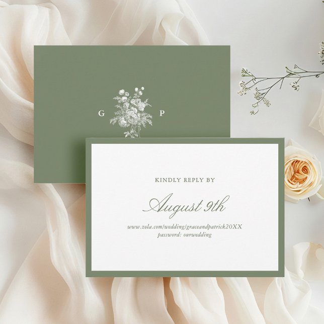 Classic Sage Green Wedding Monogram Response Card (Creator Uploaded)