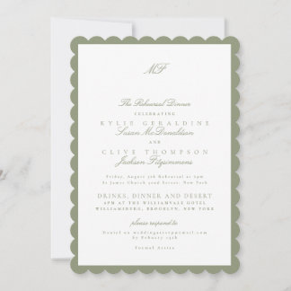 Classic Sage Green Wedding Rehearsal Dinner Invitation