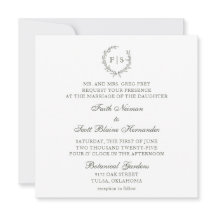 Classic Sage Green Wreath Wedding Invitation