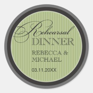 Classic Sage Pinstripe Rehearsal Dinner Sticker