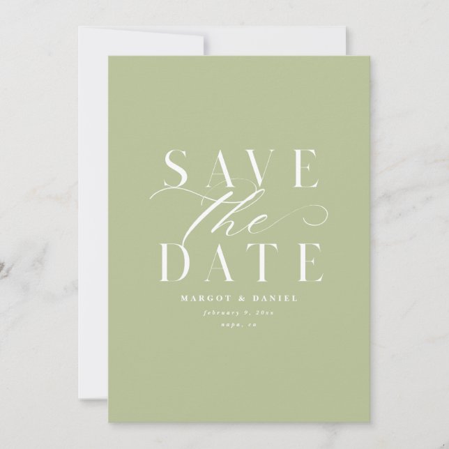 Classic Sage Save The Date Non Photo QR Code (Front)
