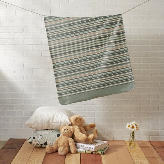 Classic Sage Stripes Baby Blanket (In Situ)