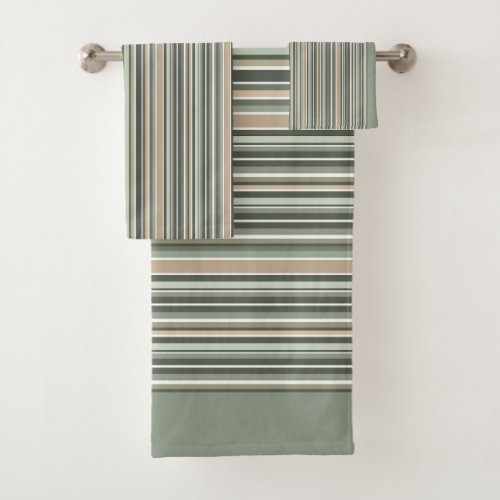 Classic Sage Stripes Bath Towel Set
