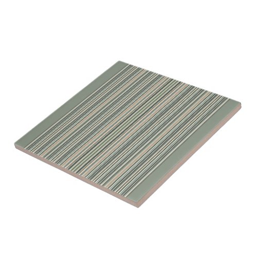 Classic Sage Stripes Ceramic Tile