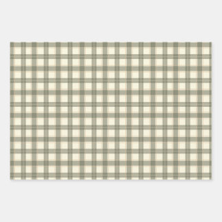 Classic Sage Tartan Wrapping Paper Sheet Set