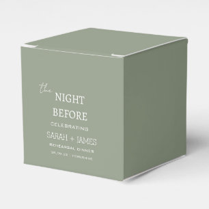 Classic Sage the Night Before Rehearsal Dinner Favor Boxes